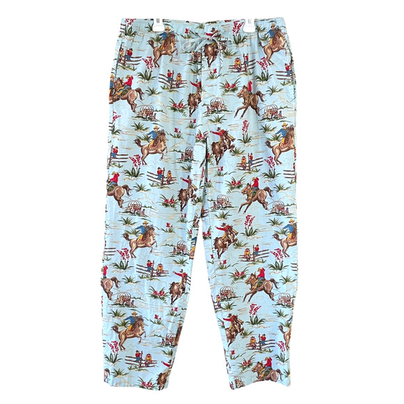 THE CAT'S PAJAMAS Men's Size XL Blue Cowboy Western Print Drawstring Waist Pants - Picture 1 of 9